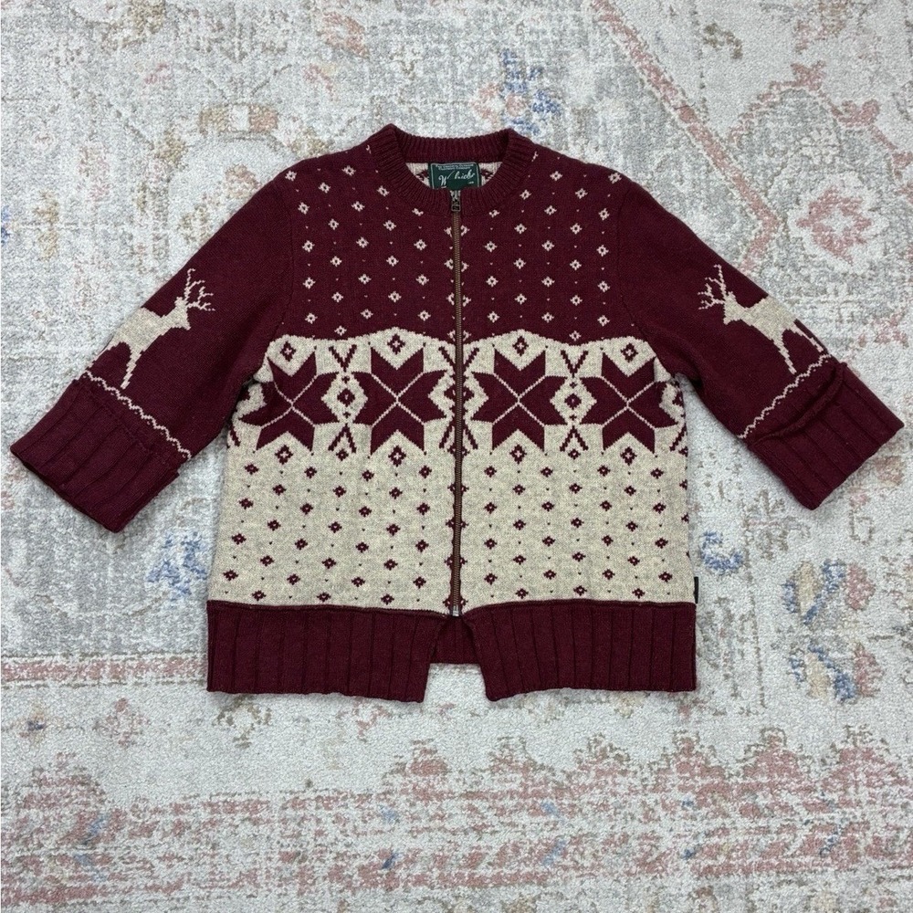 Vintage Woolrich Nordic Fair Isle Full-Zip Reindeer Snowflake Holiday Cabin Cozy